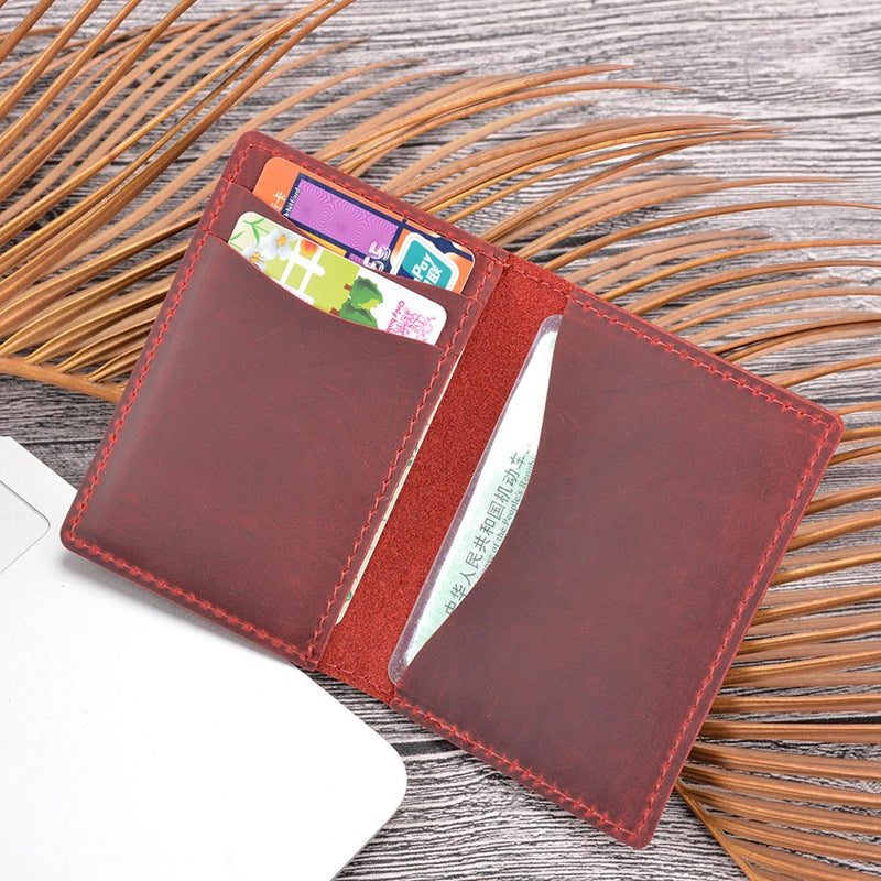 Minimalist Cowhide Card Holder Compact Wallet For Bank & Membership Cards - Ink Green