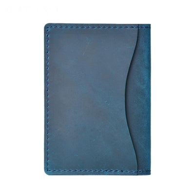 Minimalist Cowhide Card Holder Compact Wallet For Bank & Membership Cards - Ink Green