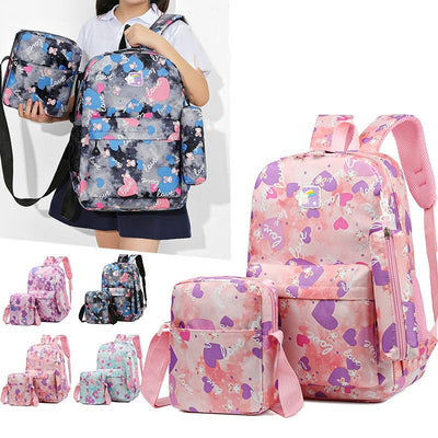 3 Piece Sweet Casual Backpack Set For Students - Green