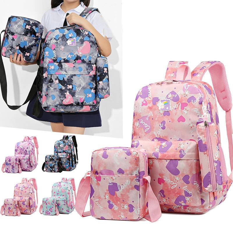 3 Piece Sweet Casual Backpack Set For Students - Green