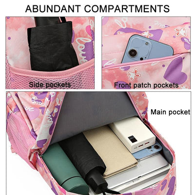3 Piece Sweet Casual Backpack Set For Students - Green