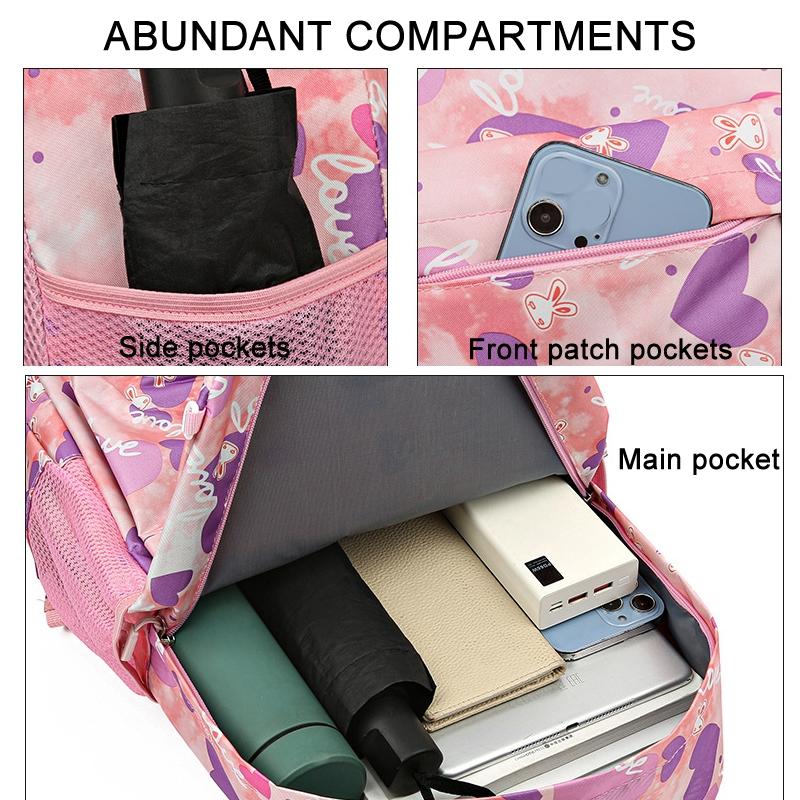 3 Piece Sweet Casual Backpack Set For Students - Green