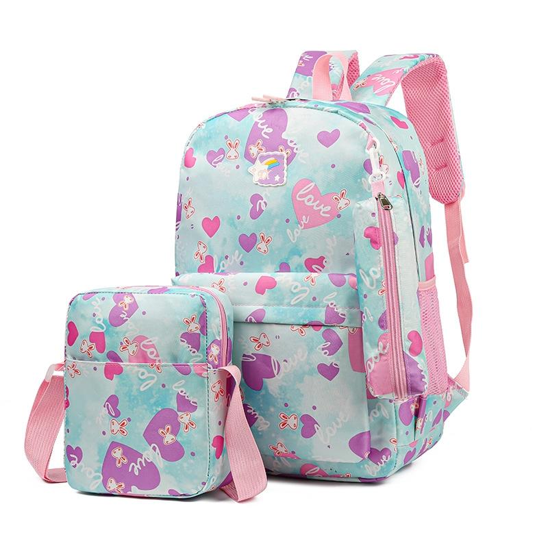 3 Piece Sweet Casual Backpack Set For Students - Green
