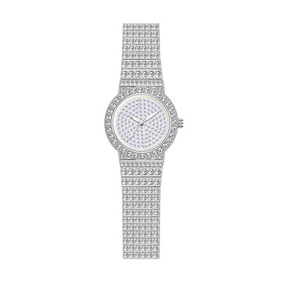 Starry Diamond Chain Women Wrist Watch - Silver Diamonds Surface