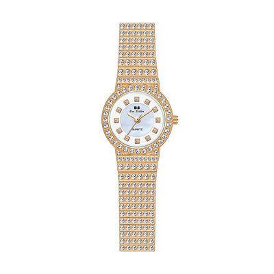 Starry Diamond Chain Women Wrist Watch - Silver Diamonds Surface