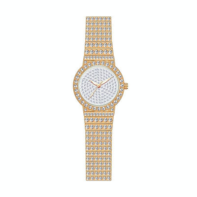 Starry Diamond Chain Women Wrist Watch - Silver Diamonds Surface