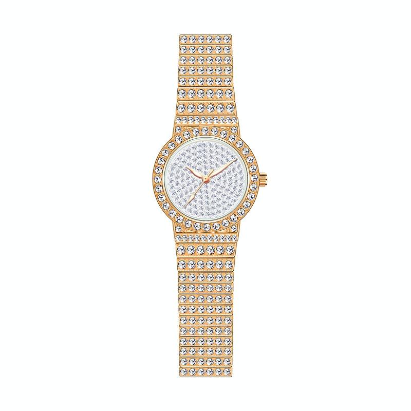 Starry Diamond Chain Women Wrist Watch - Silver Diamonds Surface