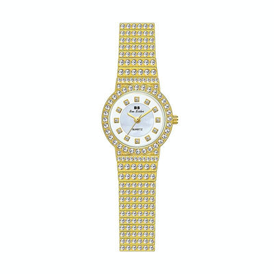 Starry Diamond Chain Women Wrist Watch - Silver Diamonds Surface