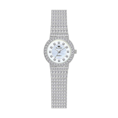 Starry Diamond Chain Women Wrist Watch - Silver Diamonds Surface