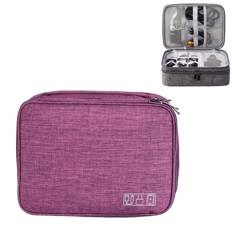 5-Inch Digital Earphone Storage Bag - Multifunctional - Wine Red