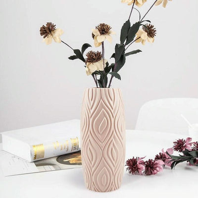 2-piece Plastic Vase Set for Creative Flower Arrangements Wet and Dry Decor - Milk White
