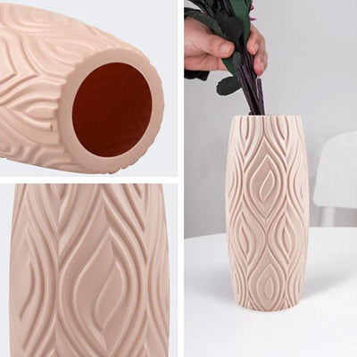 2-piece Plastic Vase Set for Creative Flower Arrangements Wet and Dry Decor - Milk White