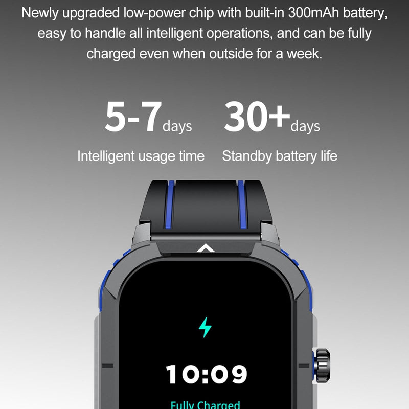 2.06 Inch Bt5.3 Ip68 Sport Smart Watch Bluetooth Call / Message / Health - Blue