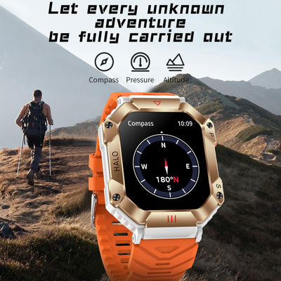 2.0 Inch Bt5.1 Ip67 Sport Smart Watch Support Bluetooth Call / Sleep / Blood Oxygen / Heart Rate / Blood Pressure Health Monitor - Black + Orange