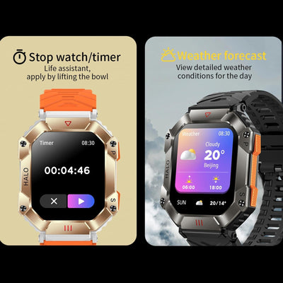 2.0 Inch Bt5.1 Ip67 Sport Smart Watch Support Bluetooth Call / Sleep / Blood Oxygen / Heart Rate / Blood Pressure Health Monitor - Black + Orange