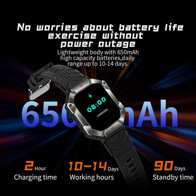2.0 Inch Bt5.1 Ip67 Sport Smart Watch Support Bluetooth Call / Sleep / Blood Oxygen / Heart Rate / Blood Pressure Health Monitor - Black + Orange