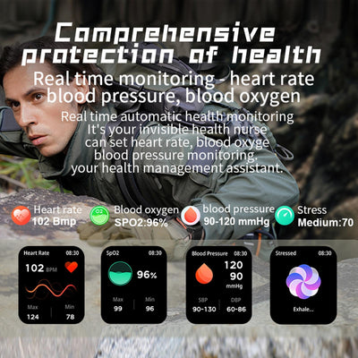 2.0 Inch Bt5.1 Ip67 Sport Smart Watch Support Bluetooth Call / Sleep / Blood Oxygen / Heart Rate / Blood Pressure Health Monitor - Black + Orange