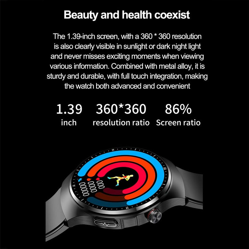 1.39 Inch Ip67 Waterproof Sports Health Monitoring Smart Bluetooth Calling Watch - Black Leather