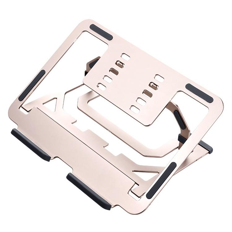 Foldable Aluminum Laptop Stand for Desktop Cooling - Rose Gold