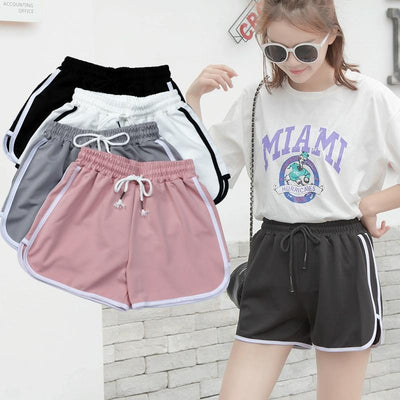 High Waist Straight Yoga Shorts Women Casual Loose Outerwear Size L - Light Pink - S