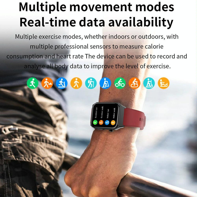 1.91 Inch Waterproof Ecg Smart Watch With Silicone Band Ip68 - Blue