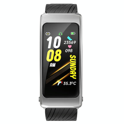 1.14 Inch Silicone Band Earphone Detachable Life Waterproof Smart Watch Support Bluetooth Call - Black Silver