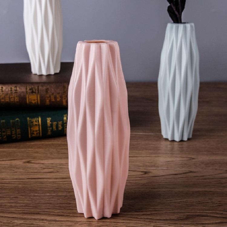 Set Of 3 Creative Plastic Camellia Vases For Wet And Dry Decor - Blue