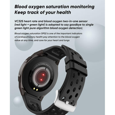 1.28 Inch Ips Screen Bluetooth 5.0 Ip67 Waterproof Smart Watch Support Sleep Monitor / Multi-Sports Mode / Heart Rate Monitor / Blood Pressure Monitoring - Black