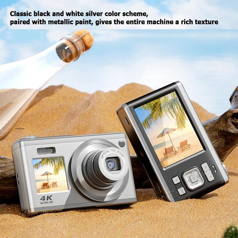 4K Hd Optical Zoom Digital Camera 60Mp Dual Screen Selfie Camera No Memory - Silver