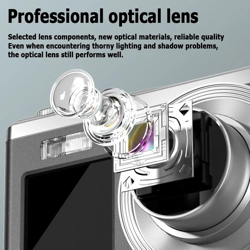 4K Hd Optical Zoom Digital Camera 60Mp Dual Screen Selfie Camera No Memory - Silver