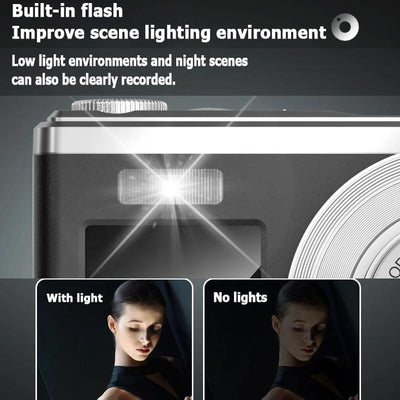 4K Hd Optical Zoom Digital Camera 60Mp Dual Screen Selfie Camera No Memory - Silver