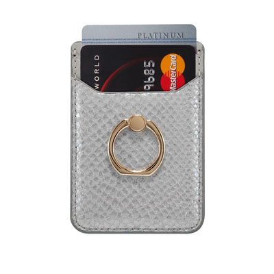 Rfid Snake Texture Phone Card Bag With Ring Fits Most Phones - Rose Gold