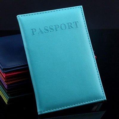 Travel Passport Cover Faux Leather Holder - Deep Blue