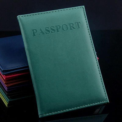 Travel Passport Cover Faux Leather Holder - Deep Blue