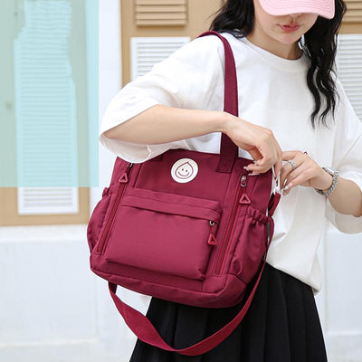 Versatile Contrast Shoulder Bag For Students - White Blue