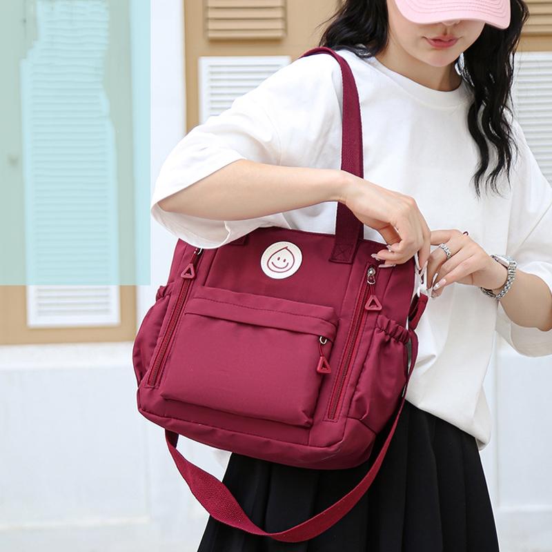 Versatile Contrast Shoulder Bag For Students - White Blue