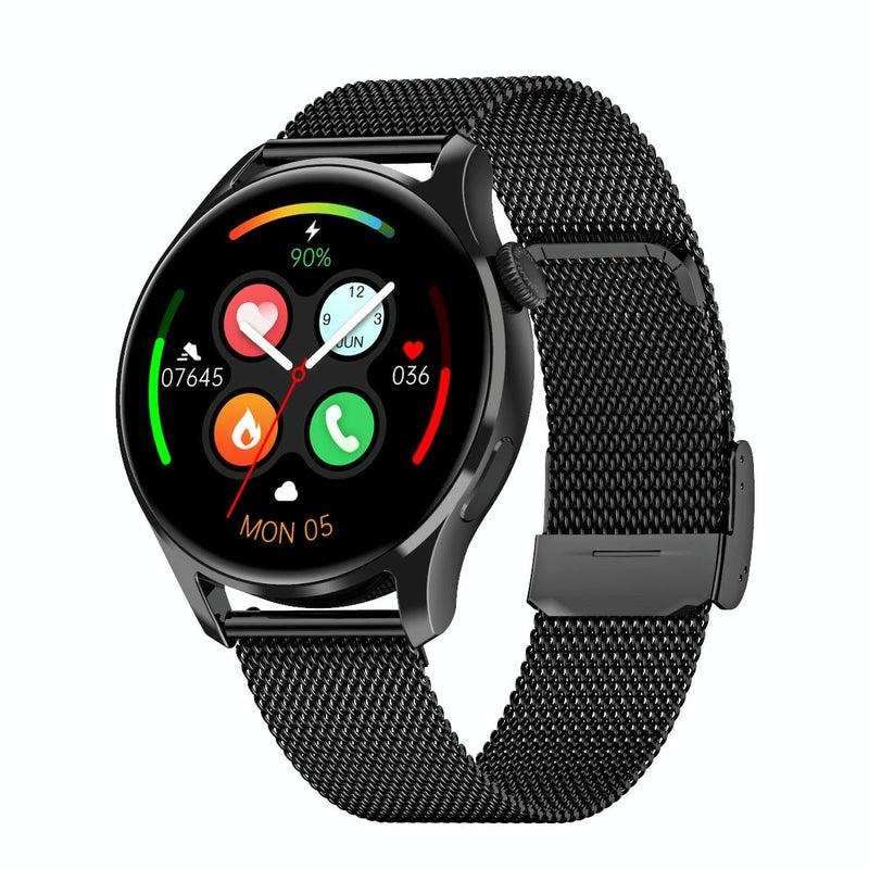 1.32 Inch Heart Rate Monitoring Smart Watch With Payment Function - Black Leather