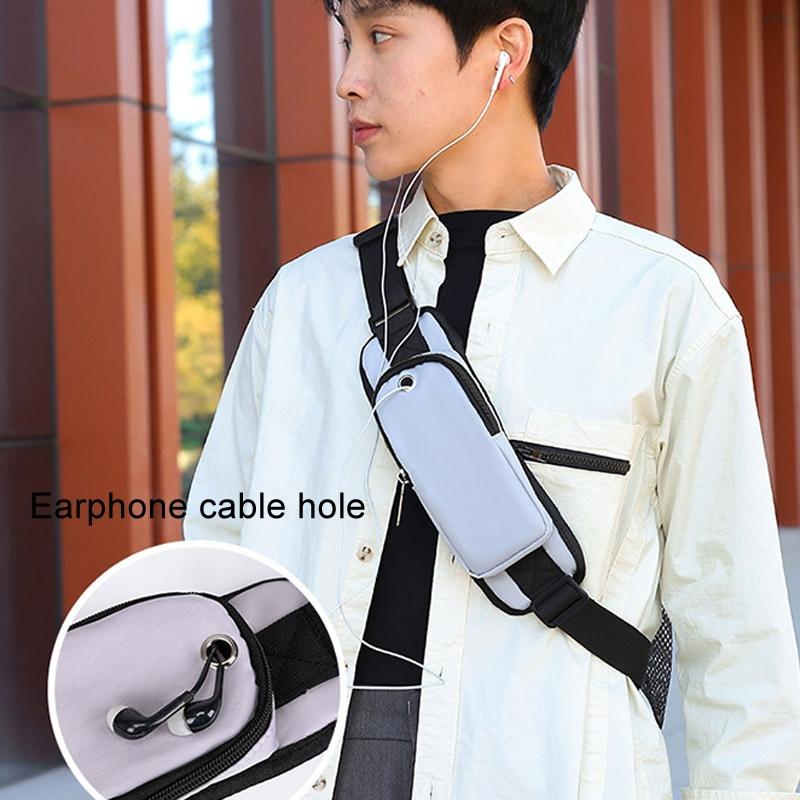 Men Oxford Cloth Chest Bag Casual Crossbody Shoulder Backpack - Light Grey
