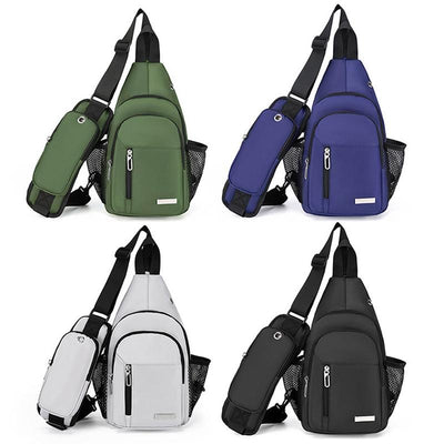 Men Oxford Cloth Chest Bag Casual Crossbody Shoulder Backpack - Light Grey