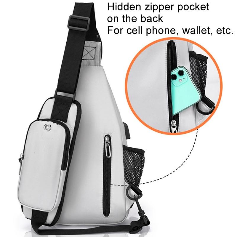 Men Oxford Cloth Chest Bag Casual Crossbody Shoulder Backpack - Light Grey