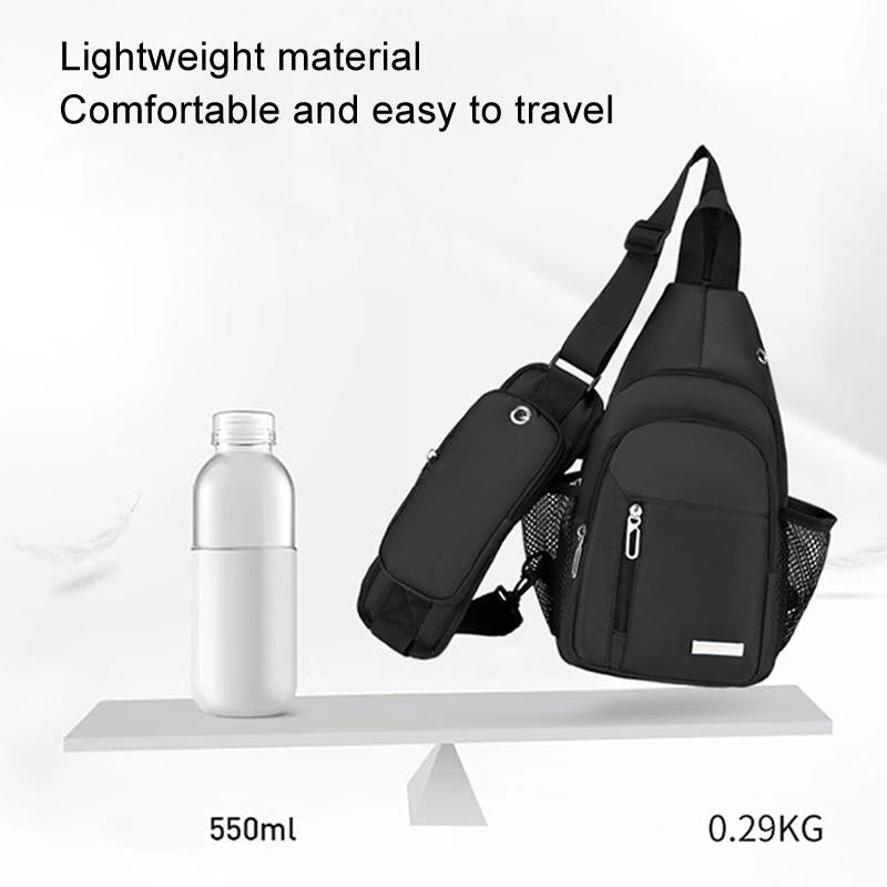 Men Oxford Cloth Chest Bag Casual Crossbody Shoulder Backpack - Light Grey