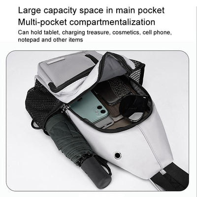 Men Oxford Cloth Chest Bag Casual Crossbody Shoulder Backpack - Light Grey