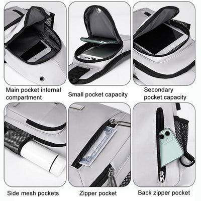 Men Oxford Cloth Chest Bag Casual Crossbody Shoulder Backpack - Light Grey