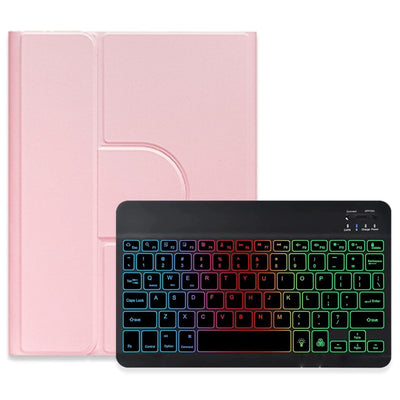 360 Degree Rotatable Bluetooth Keyboard Leather Case With Three-Colour Backlight - Light Purple - For Ipad 10Th Gen 10.9 2022