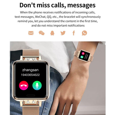 1.22 Inch Waterproof Smart Watch With Sleep & Heart Rate Monitor - Blue