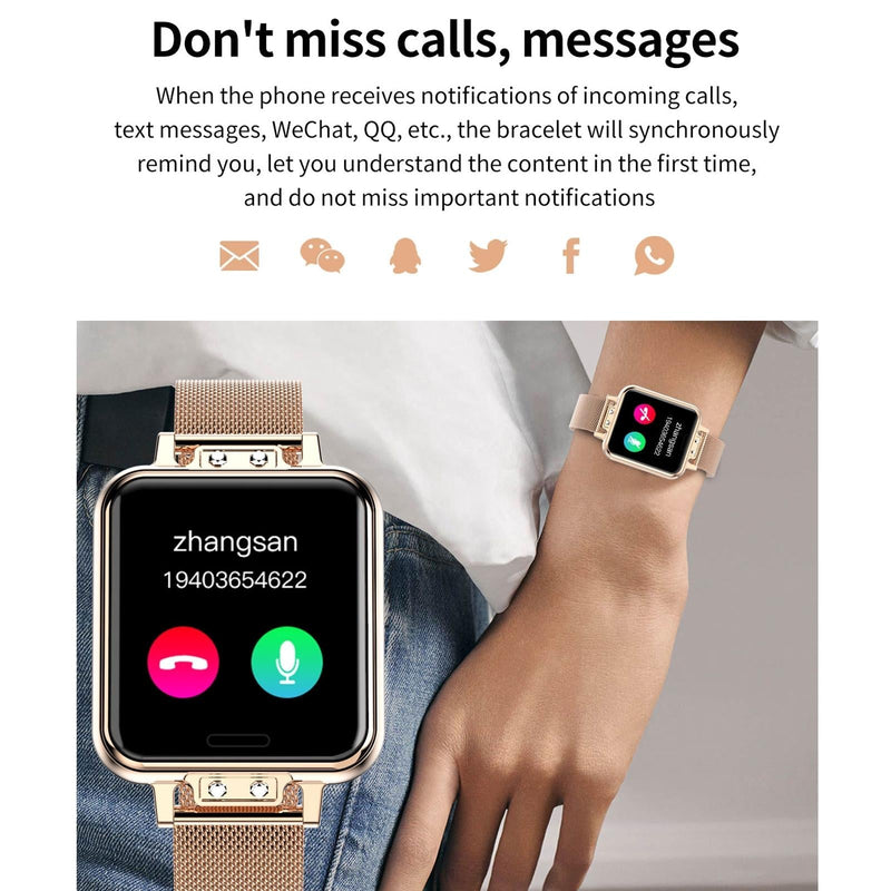 1.22 Inch Waterproof Smart Watch With Sleep & Heart Rate Monitor - Blue