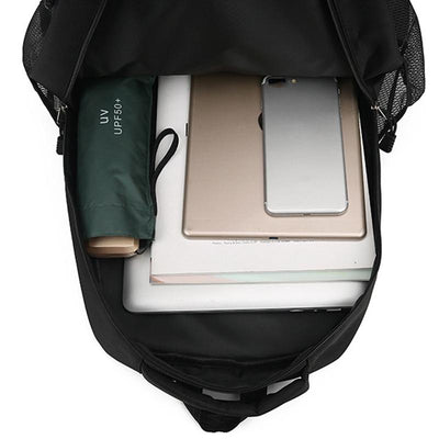 Large Capacity Nylon Backpack For Students - Black