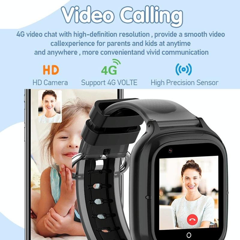 4G Kids Smart Phone Positioning Watch Ip67 Waterproof / Video / Voice Calling - Black