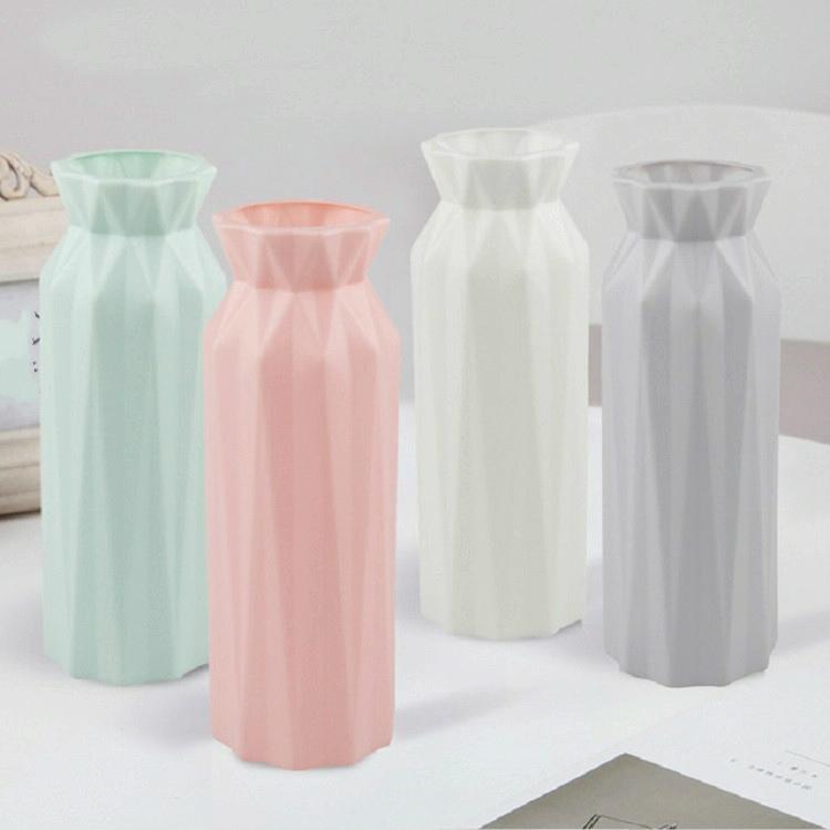 2-Pack Plastic Round Vases - Simple Anti-Fall Home Decor Ornaments - Pink