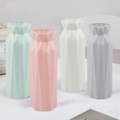 2-Pack Plastic Round Vases - Simple Anti-Fall Home Decor Ornaments - Pink